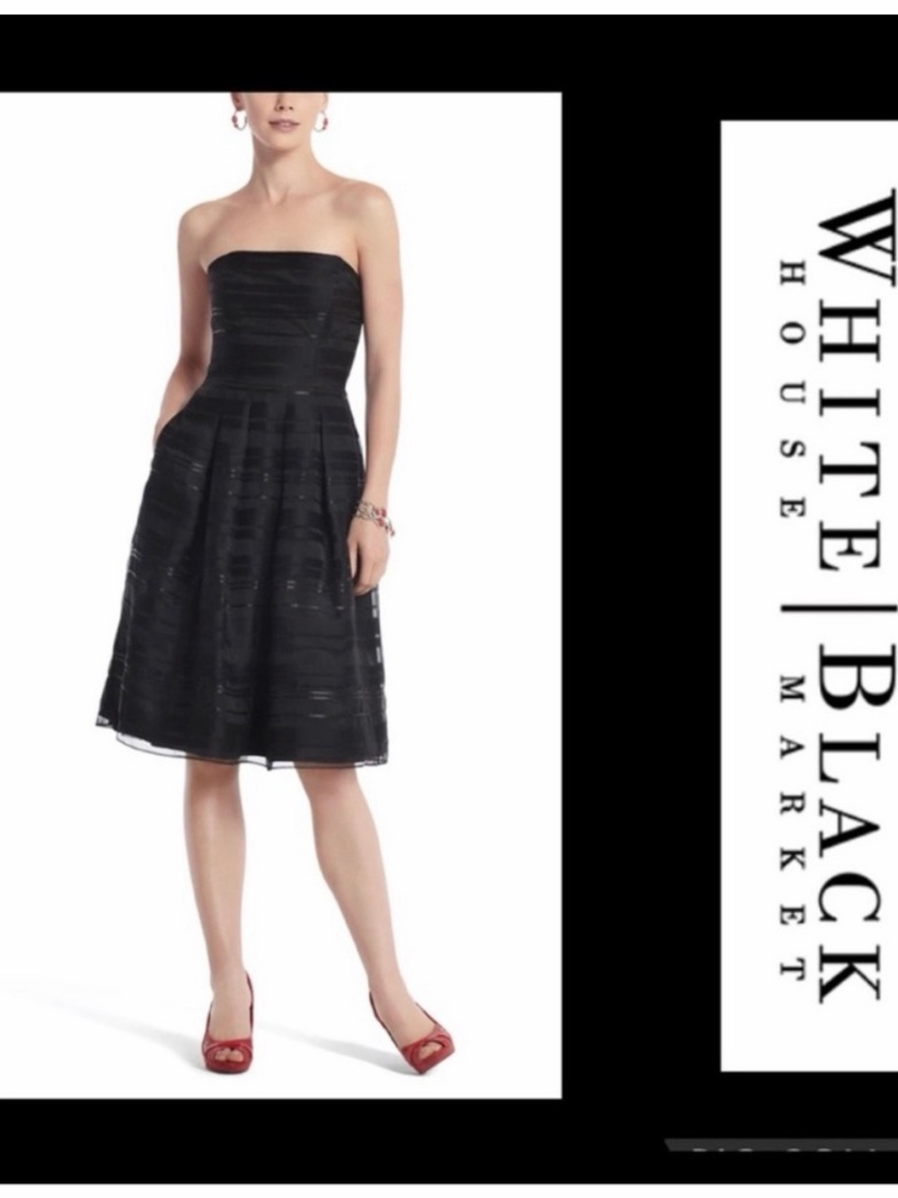 White House Black Market Black Strapless Fit-and-Flare Cocktail Dress